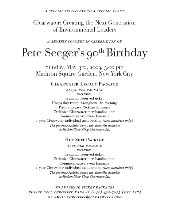 Pete Seeger Invitation inside